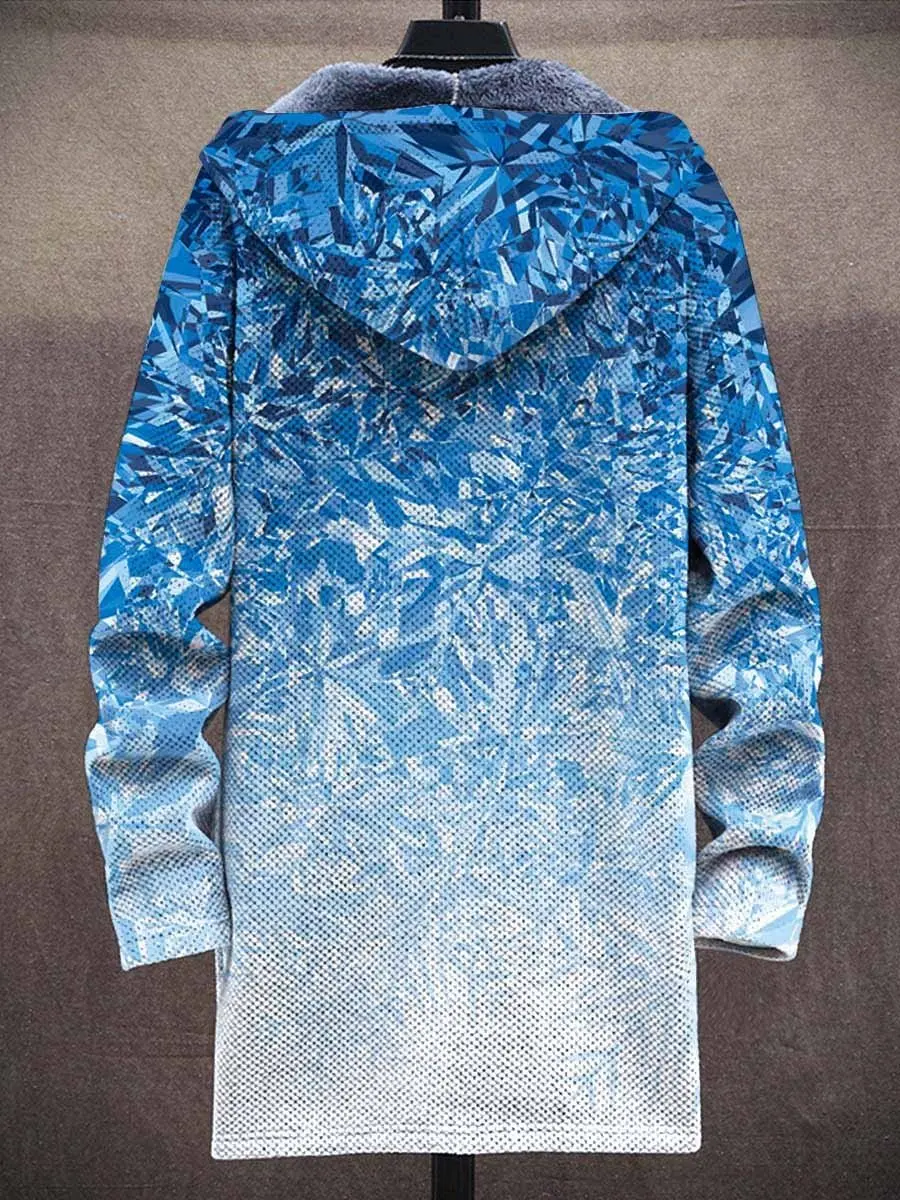 Color Oil Painting Art Pattern 3D Printed Men's Plush Thick Long-Sleeved Sweater Cardigan Coat Winter Warm Zipper Jacket HRD12