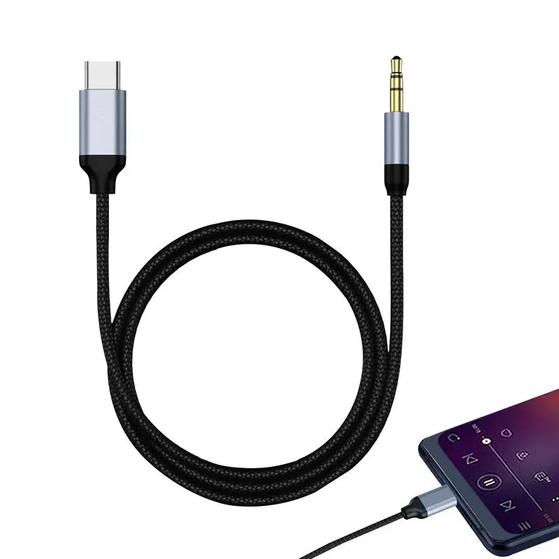 

USB C to 3.5mm Audio Aux Cable USB C Aux Cable Type C 3.5mm Jack Adapter Stereo Cord Aux Headphone Cord Aux Cord Car Audio Cable