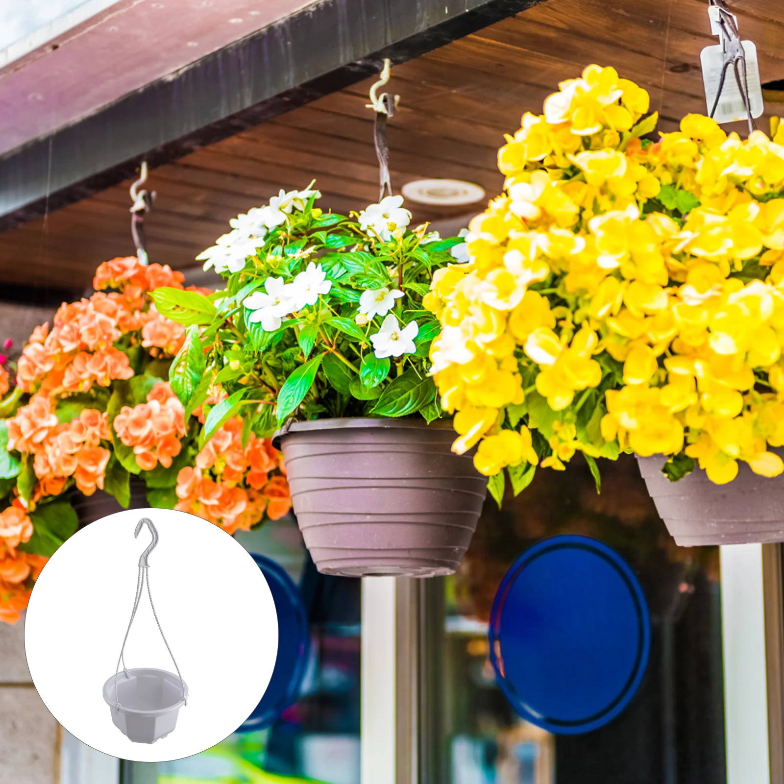 5 قطع من وعاء النباتات البلاستيكي المعلق للحديقة، ملحقات كاملة ذات مظهر طبيعي لديكور المساحة الداخلية لشرفة المكتب