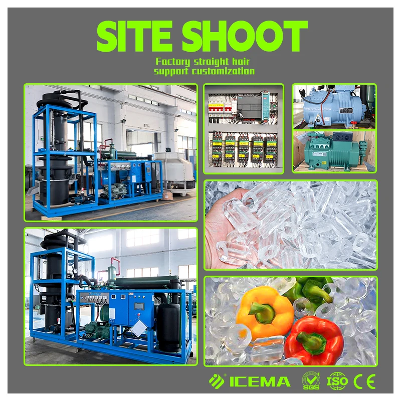 ICEMA 10T/24hrs Industrial Tube Ice Maker 1000 Kg Ice Machine Plant For Hotel Beverage Drinks Made In China