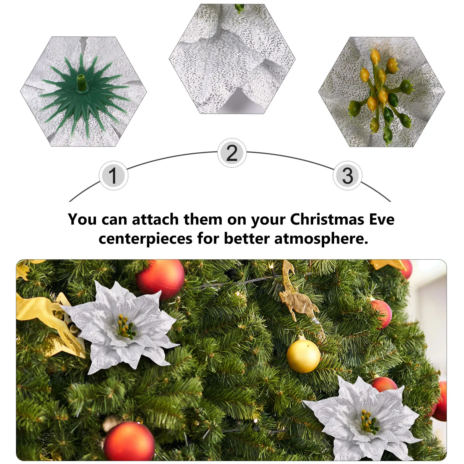 

7pcs Christmas Artificial Flower Christmas Accessories Decor Garland Diy Party Wedding Holiday Fireplace Accessories