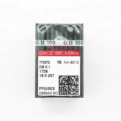 100 Pcs Genuine Groz Beckert Sewing Needle DBX1 1738 16X257 FFG/SES Nm 70/10 75/11 80/12 90/14 For Industrial Sewing Machine