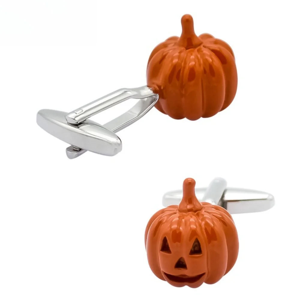 Halloween Pumpkin-head Painted Metal Cufflinks Pin Men's Christmas Shirt Sleeve Button  Merry Xmas Decoration view 5