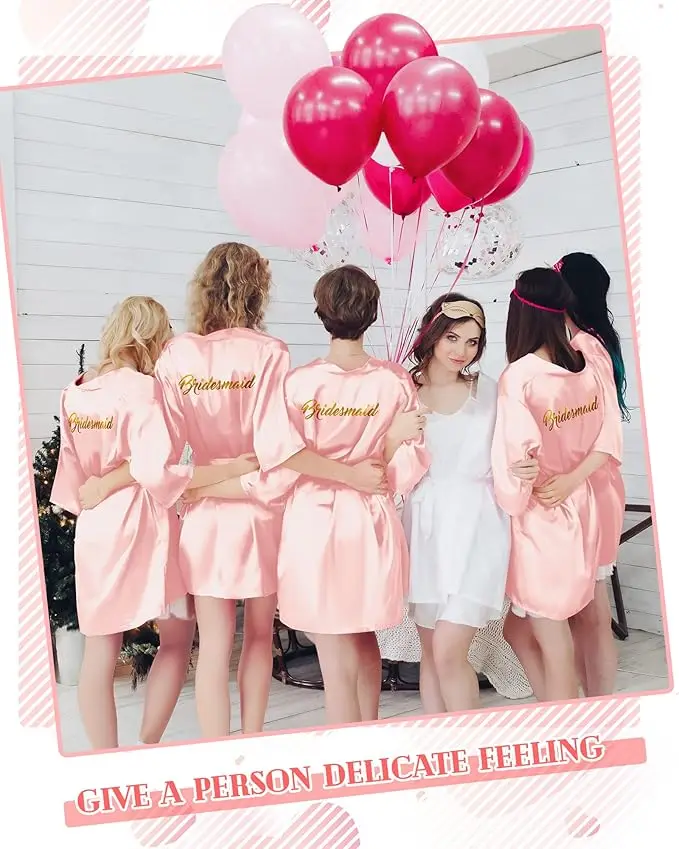 10 Pcs Women Bride Kimono Robe Embroidered Getting Ready Satin Bridesmaid Robes for Wedding Party Bridal Shower