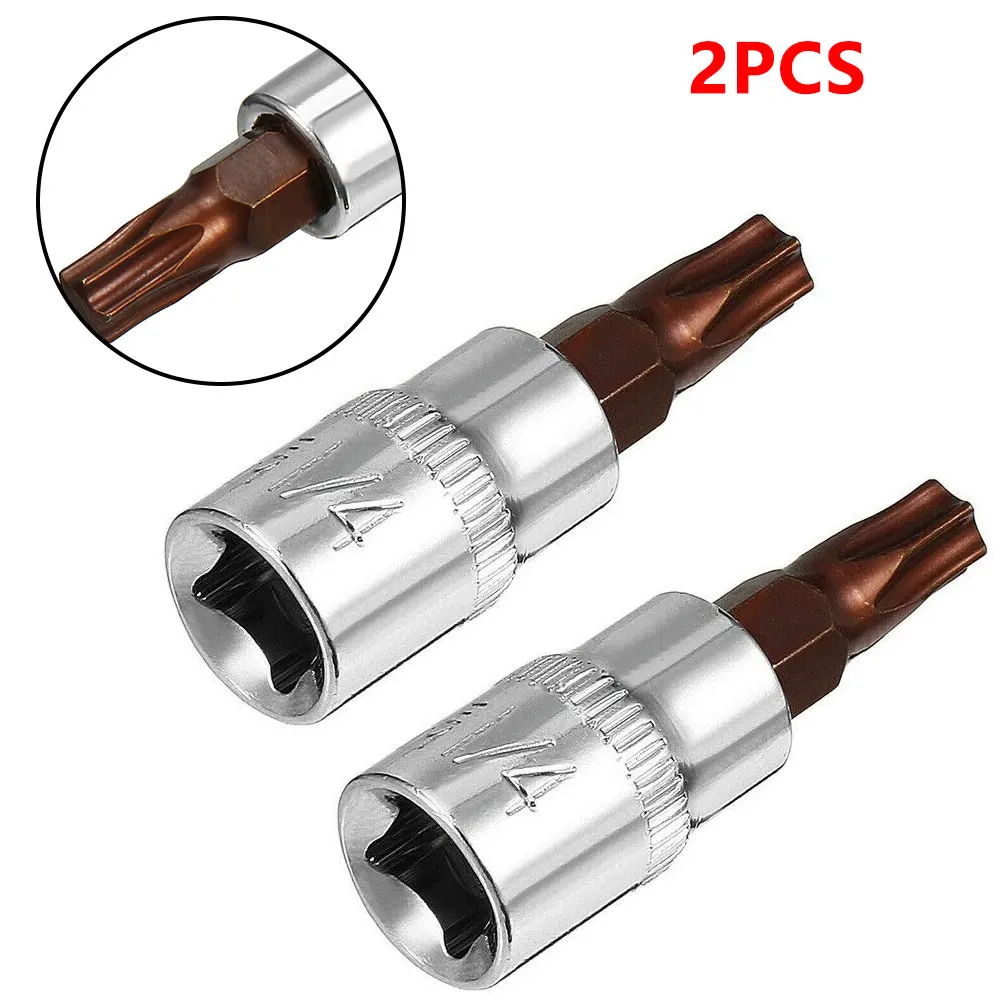 2Pcs Socket Car Parts Pratical Replacement T30 Bit Sockets Accessories High Quality New Torx Bit 1/4 Inch Drive