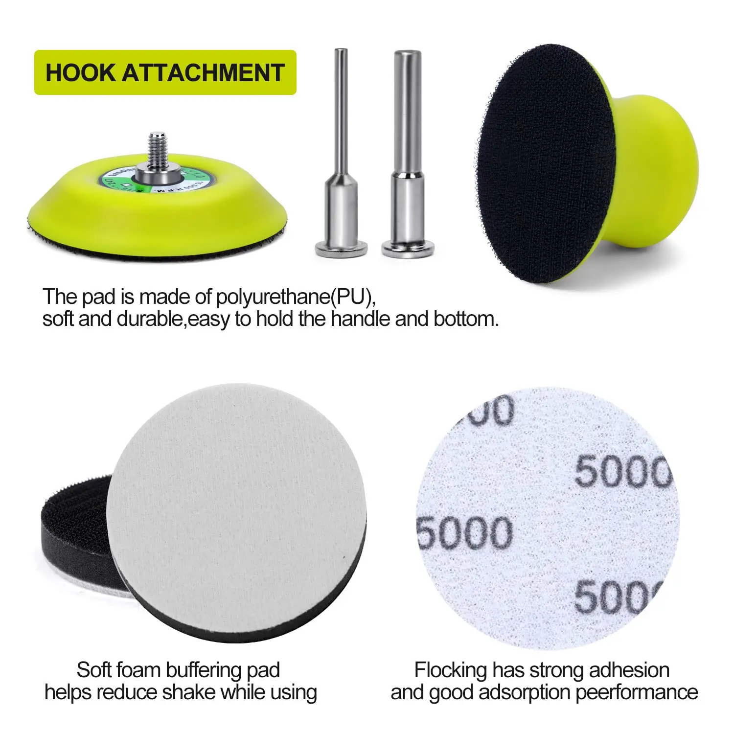 131 PCS 3 Inch Schleifen Discs Haken und Schleife 60 zu 10000 Nass Trocken Schleifpapier mit 1/8 "& 1/4" schaft Sichern Pad Polieren Pads