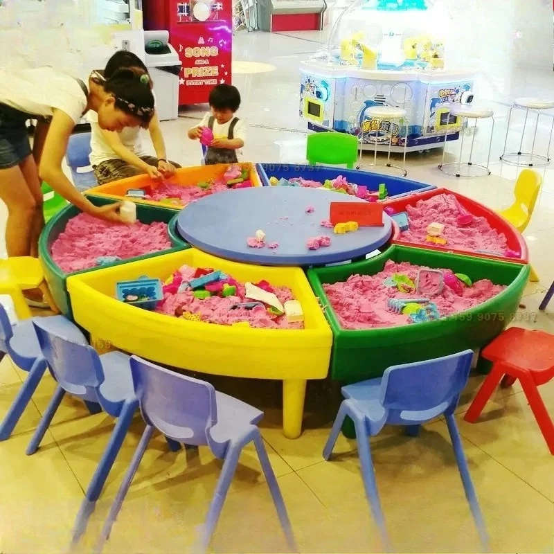 Children's space toys, sand and water trays, building block tables, fishing ponds, naughty castle squares, stalls