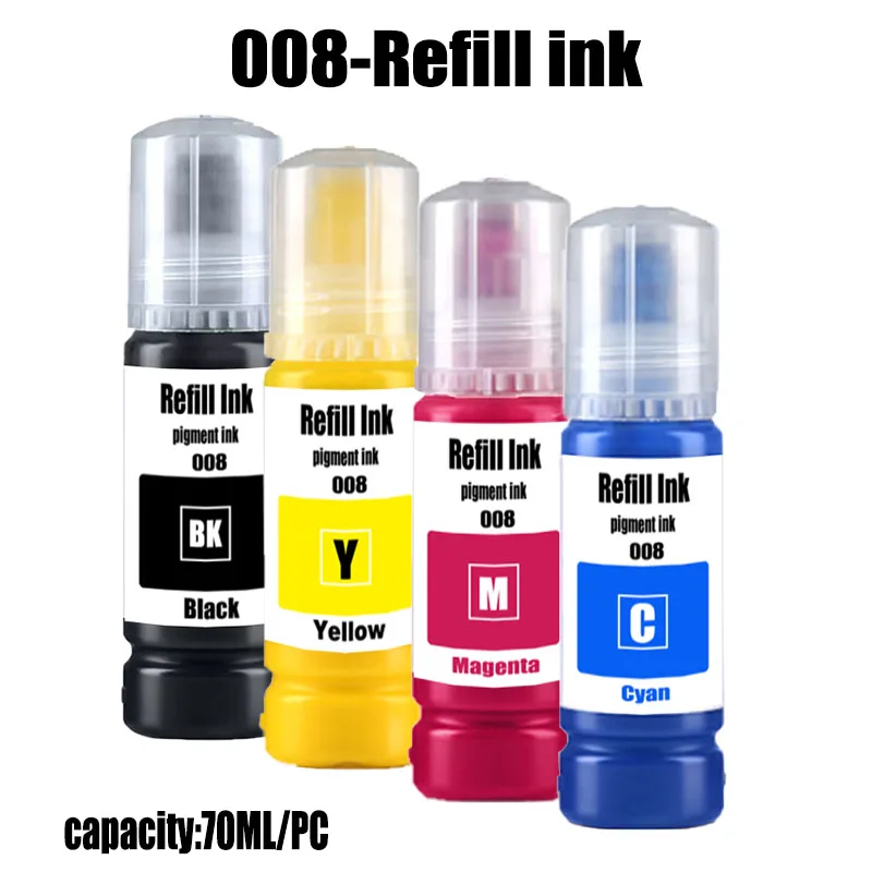 

Чернила для заправки 008, пигментные, совместимые с принтерами Epson Ecotank L15150, L15160, L6460, L6490, L6550, L6570, L6580