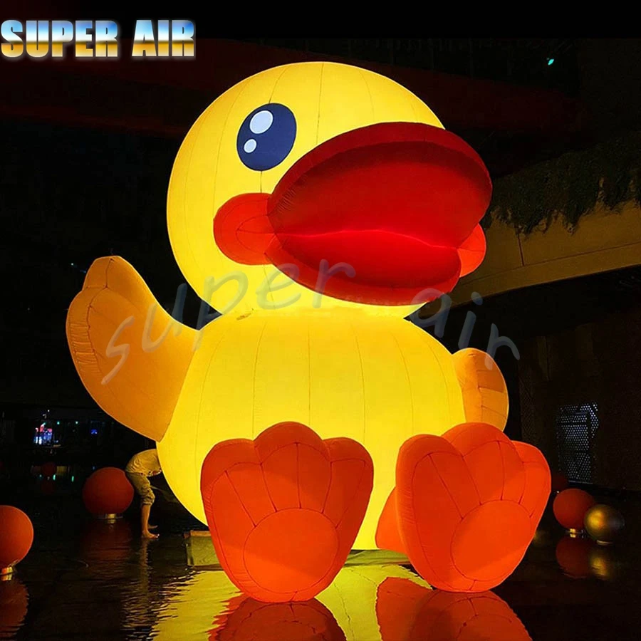 High quality hot sale outdoor inflatable yellow duck with led lighting for decoration