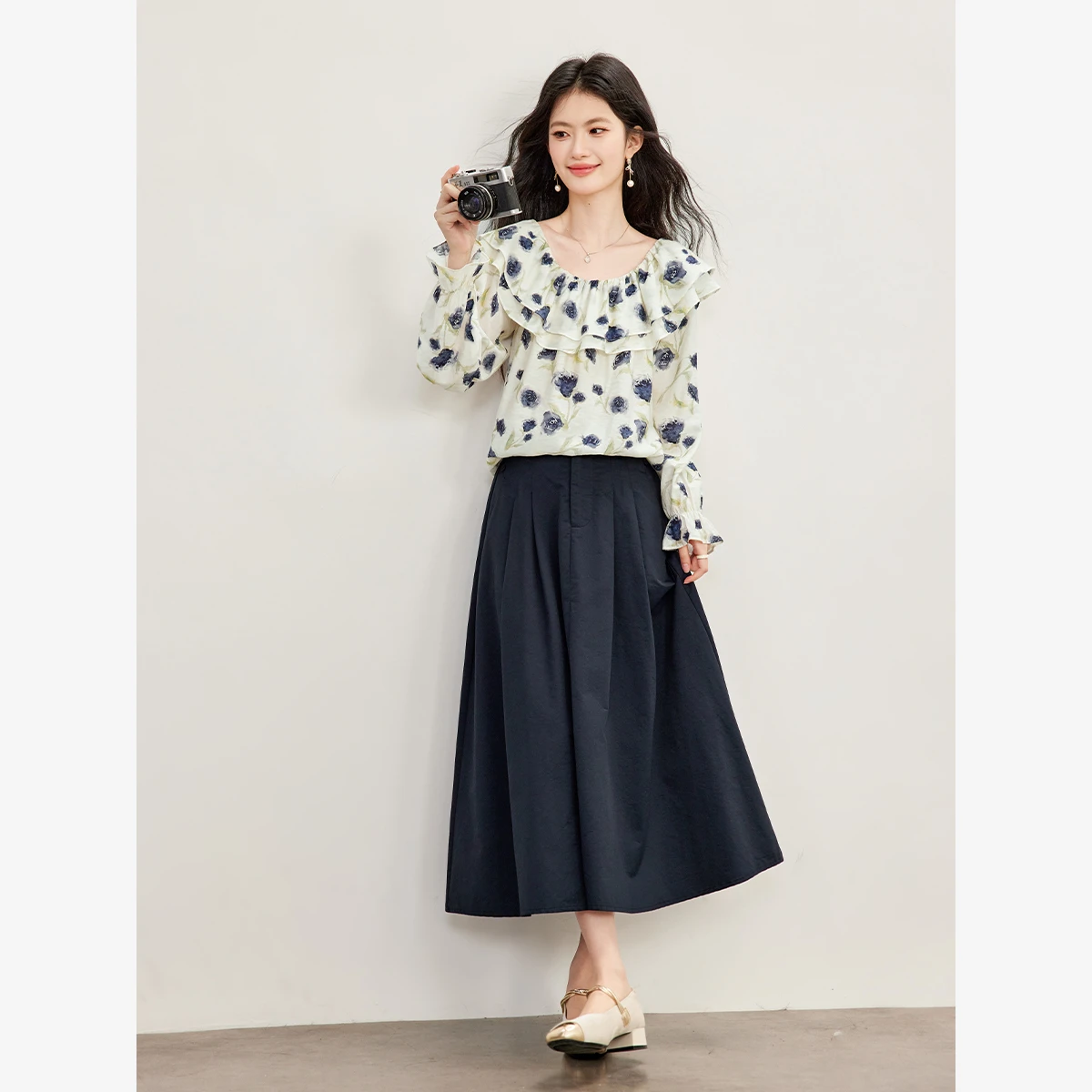 VIMLY Double Layer Ruffle Off - đánh giá và giá Blouse Off Shoulder