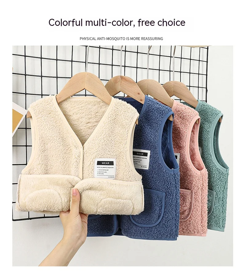 Baby Vest Velvet Autumn Winter Shoulders Children\'s Spring Autumn Thickened Thermal Vests Wearing Horse Clips Baby Waistcoat