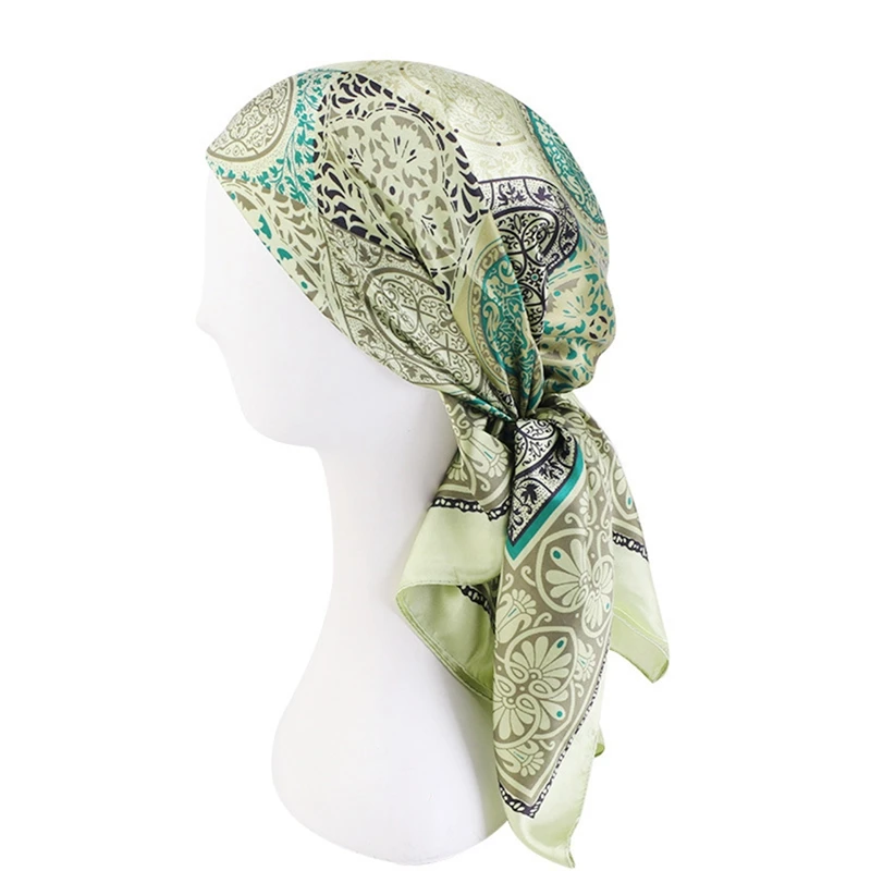 

90*90cm Satin Scarf Scarftop Headwraps For Women Vintage Elegant Silk Hair Scarve Hijab Foulard Iuxe Bandana Femme Headscarf