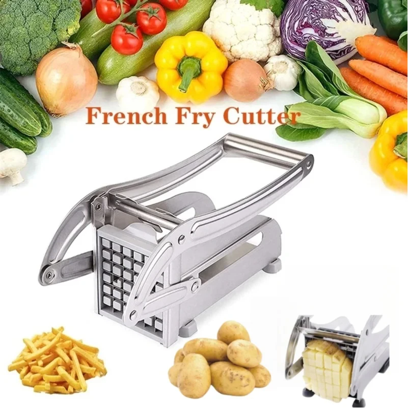 

Multifunction Potato Cutter Stainless Steel Cut Manual Vegetable Cutter Tool Fast Cutting With 2 Blades Manual Fries Machine