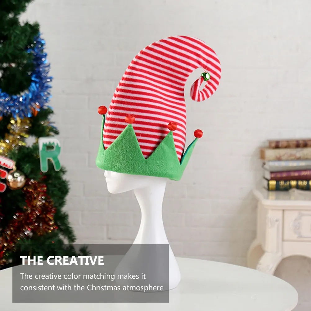 3pcs Christmas Elf Hats with Bells – Festive Non-Woven Holiday Party Headwear Accessories