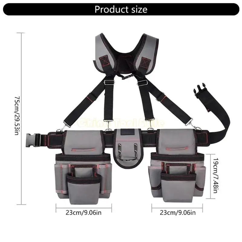 

57QF Professional Tool Belt for Men Adjustable Waist Tool Organizers Pouches for Carpenters Construction Workers and Gardener