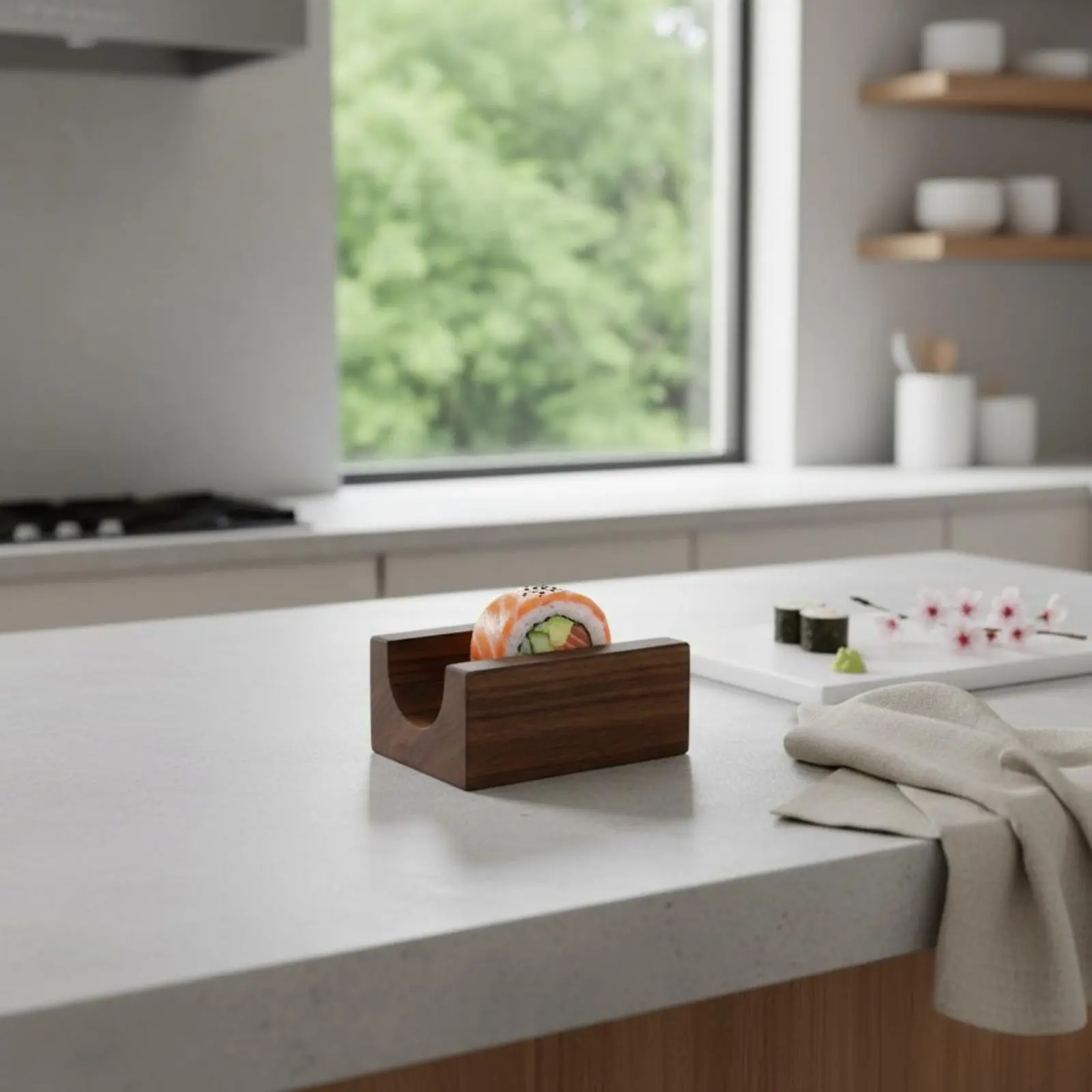 

U-образная подставка для тако из натурального дерева, основание для подачи морского ежа, U-образная подставка для еды, изделие ручной работы, легко моется