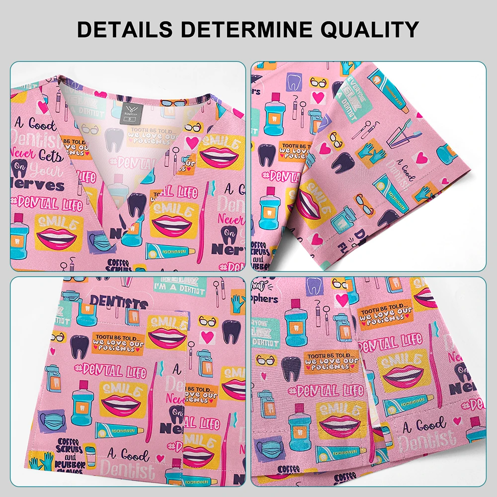 Wholesale Nurse Uniform Elastic Scrub Fashion Print Top Straight Pants Sets Surgical Uniform Women Nurses Accessories Mens Scrub