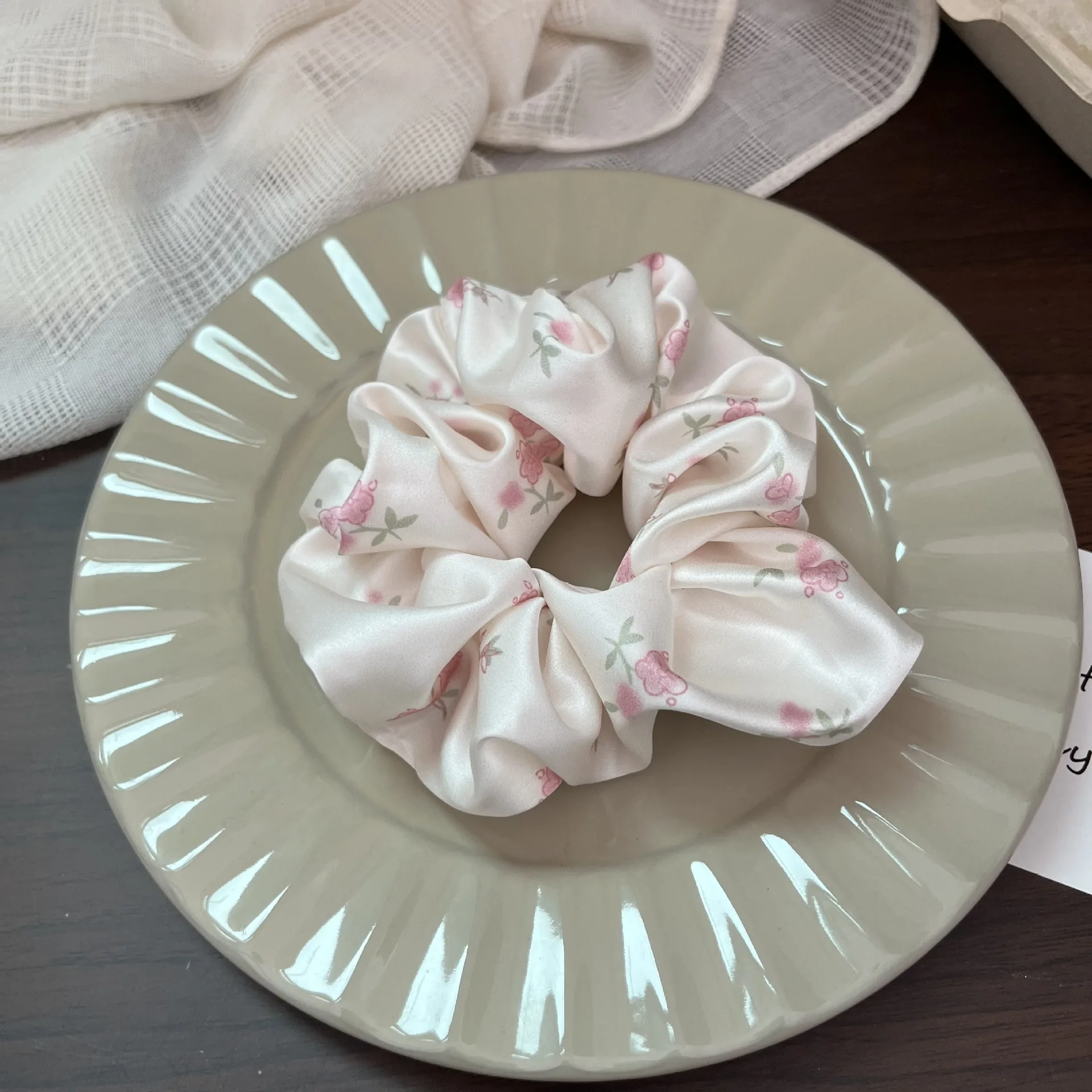 

Scrunchies Floral Pink Small Bowel Hairband Girl's Hair Accessories Sweet Style Kawaii Hair Accessories For Girls
