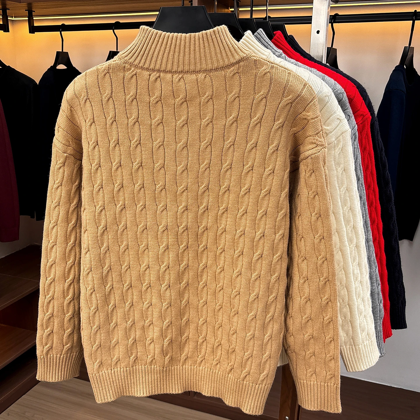 High-End Mode Reißverschluss Kragen Pullover Männer Mode Zipper Marke Paul Pony Stickerei Design Herbst Winter Komfort Warm Stricken Sweater – Detail 11
