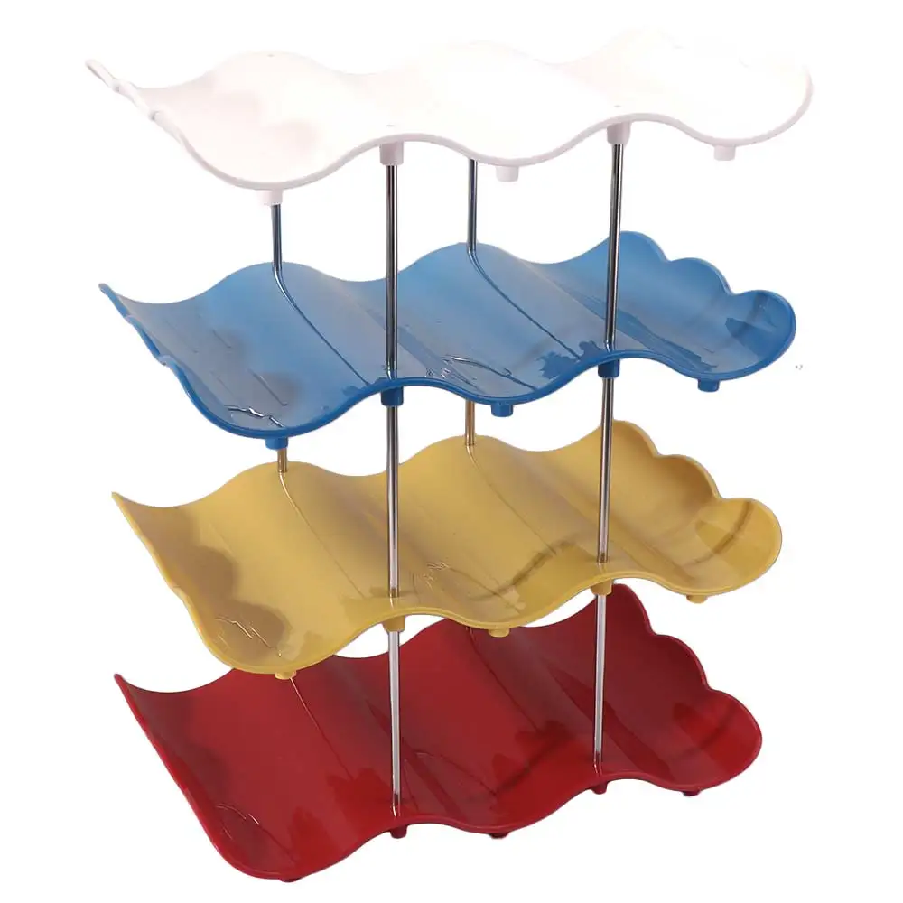 2/3/4 Layers Wavy Multi-layer Finishing Rack Large Capacity Saving Space Water Cup Holder Anti-Fall Water Bottle Storage Rack
