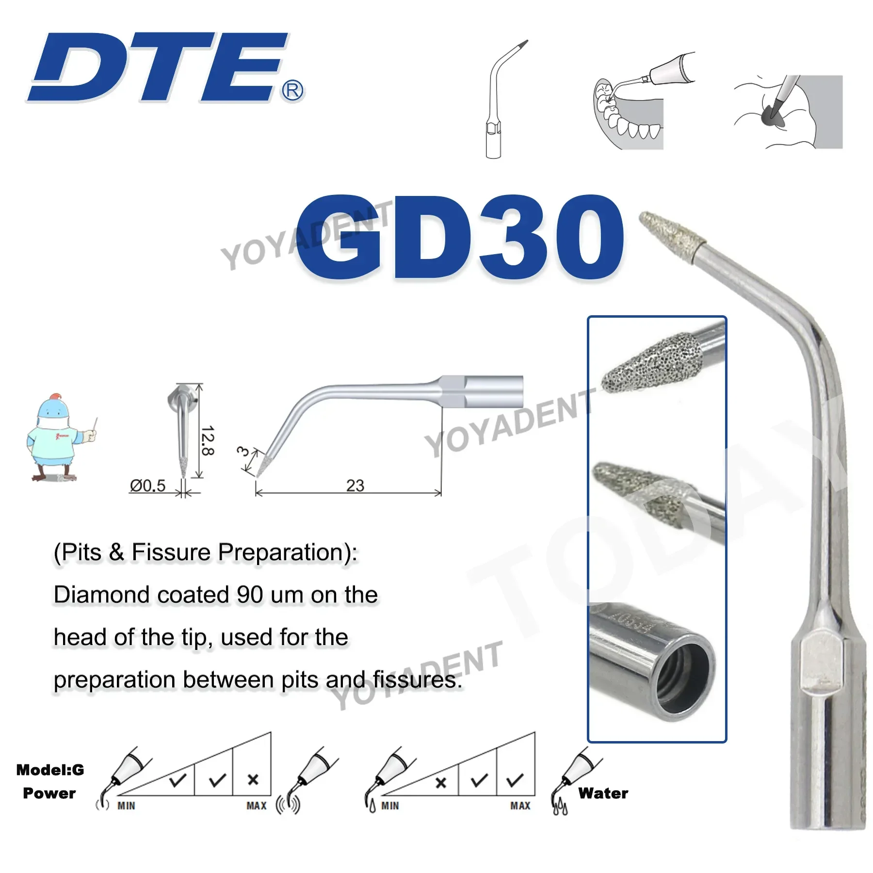 Woodpecker DTE Dental Ultrasonic Scaler Tip For Cavity Preparation Fit SATELEC ACTEON GD20 GD21 GD30 GD31 GD32 GD33