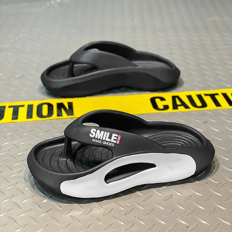 

Мужские тапочки, лето 2024, шлепанцы с мягкой подошвой, нескользящие мужские тапочки на толстой подошве, шлепанцы, домашние и уличные пляжные сандалии