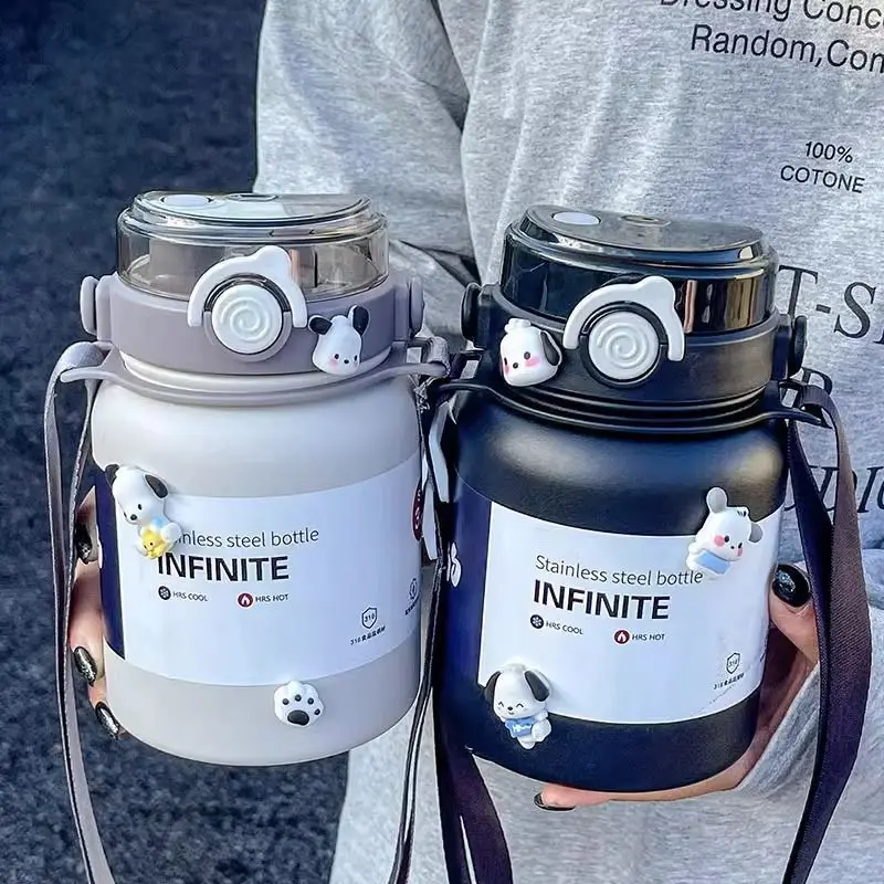 

Large capacity hot water bottle with straw, stainless steel hot water bottle, hot and cold water cup, vacuum bottle, sports cup