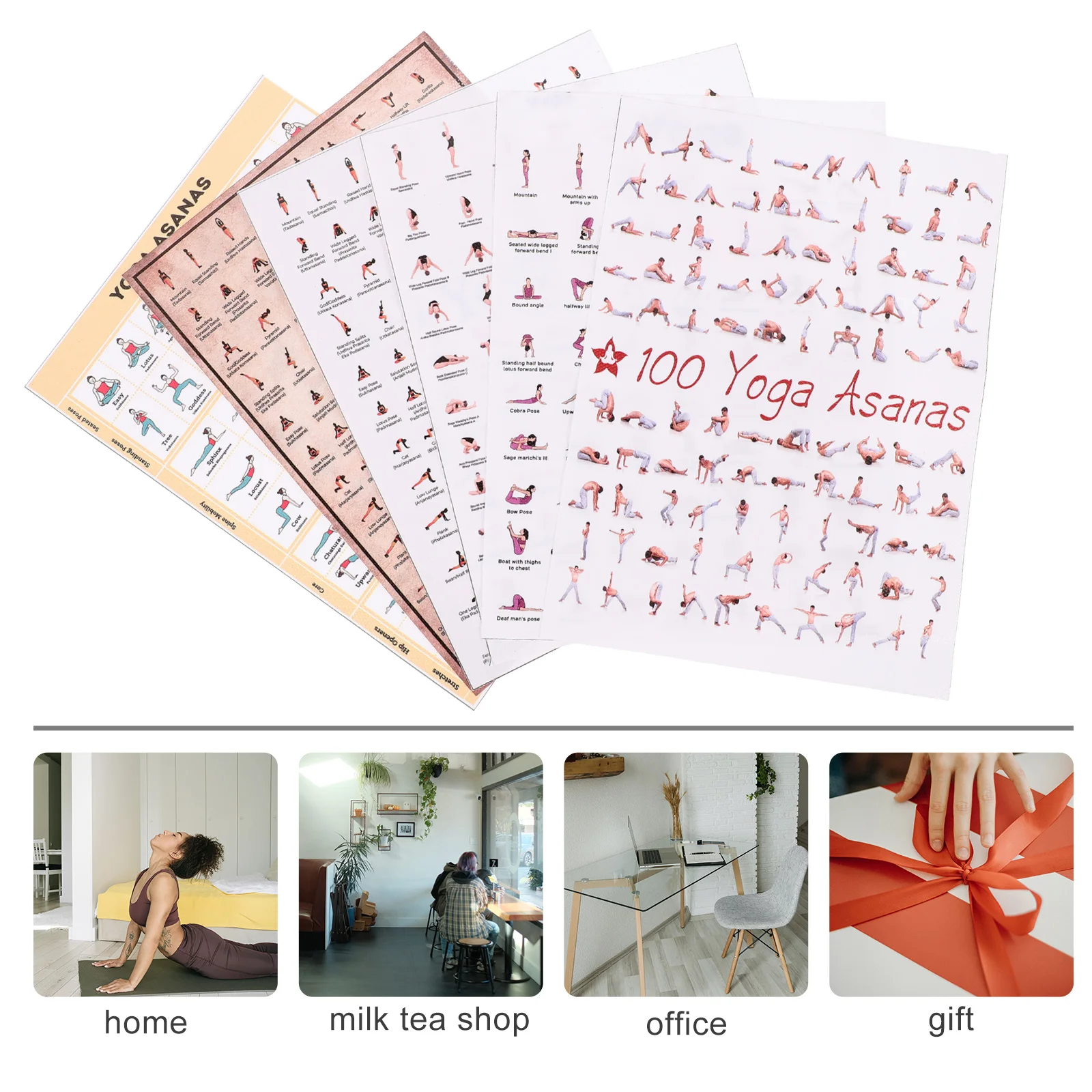 

6pcs Poster 13x18cm Decorative Wall Art Home Office Canvas Painting Workout Posters Wear Resistant Household