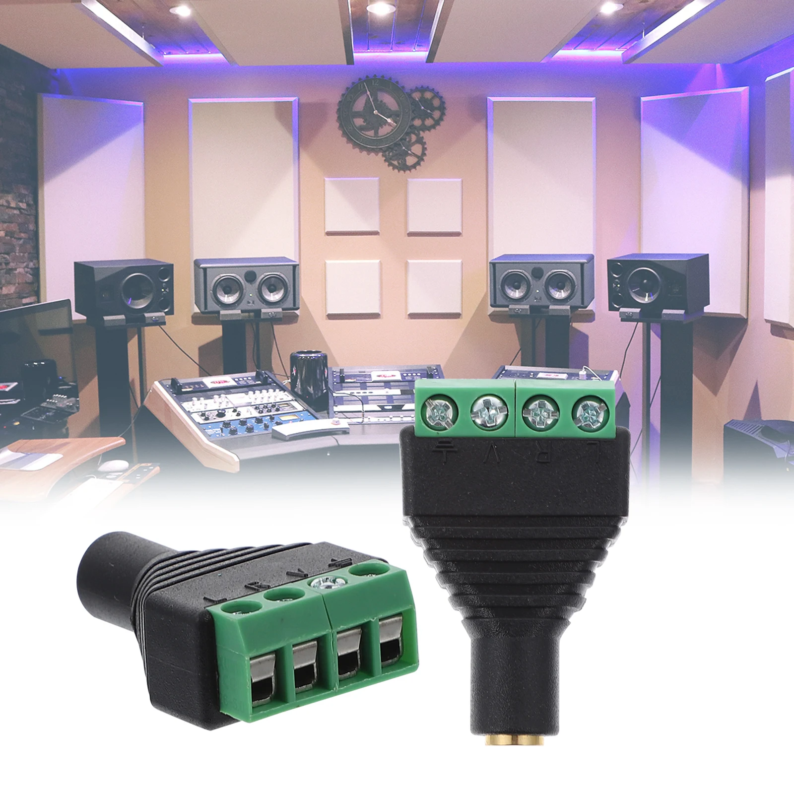 

4pcs Gold-plated Headphone Plug Panel Mount Jack Audio Terminal Block Replacement Stereo Connector Adapter Wire