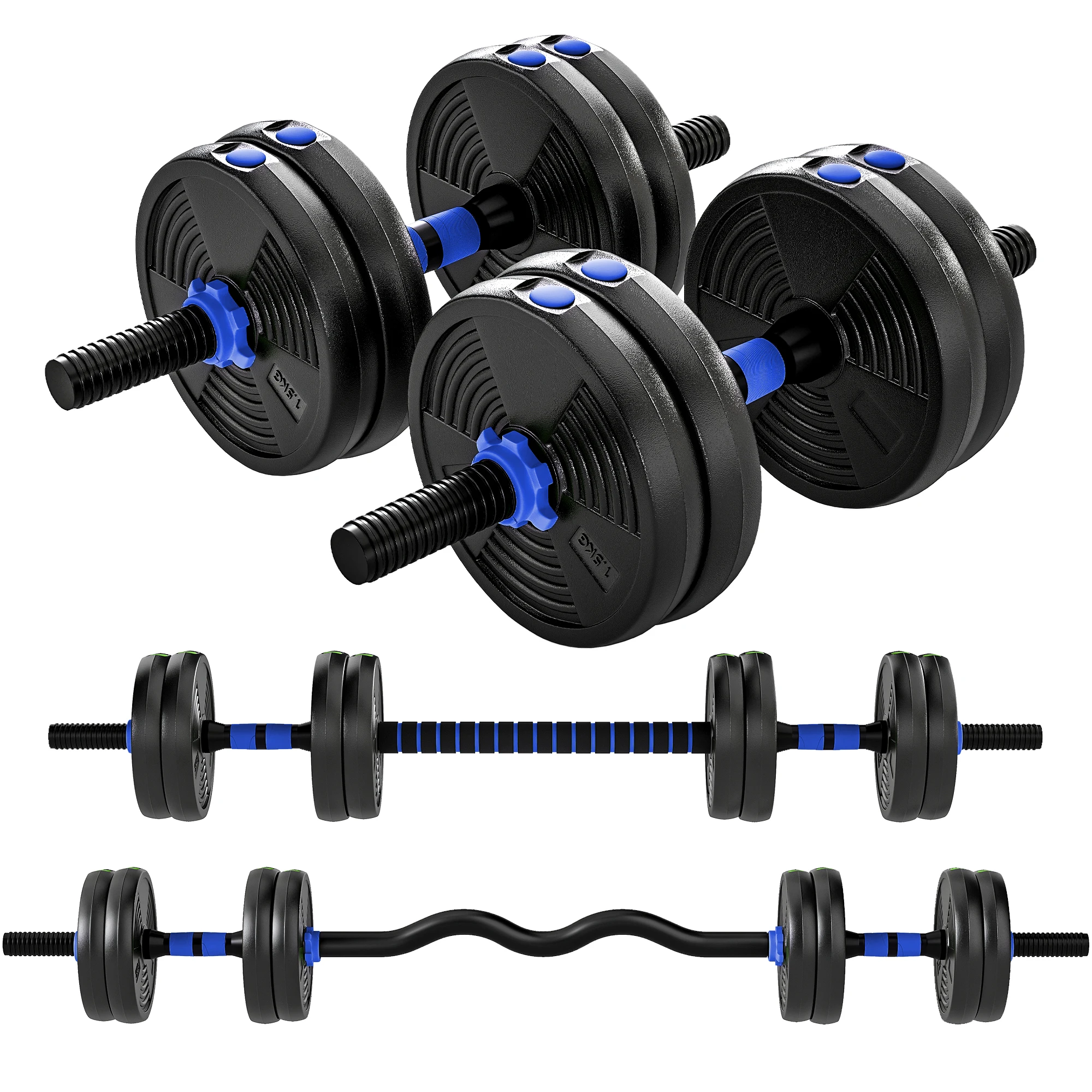 NONE Kit Haltères Musculation 3-en-1 Réglable 15kg