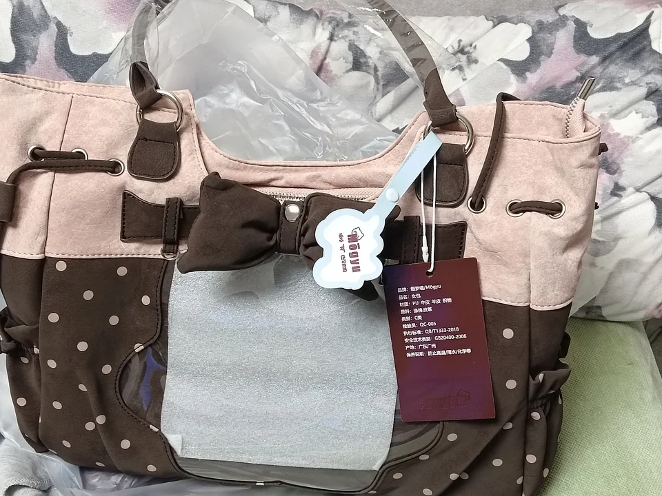 Chocolate Color Polka Dot Contrasting Color Tote Bag Millennial Spice Girl Large Capacity Commuter Shoulder Sweet Cool Lta Bag