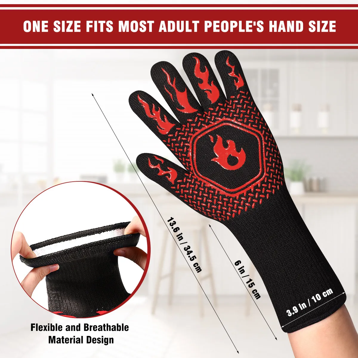 Heat Resistant Oven Mitts 13.78