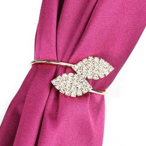 Metallic napkin ring holder for table decoration, golden leaf, wedding, 12 pcs 12 Main Sales Table napkin holder - №11