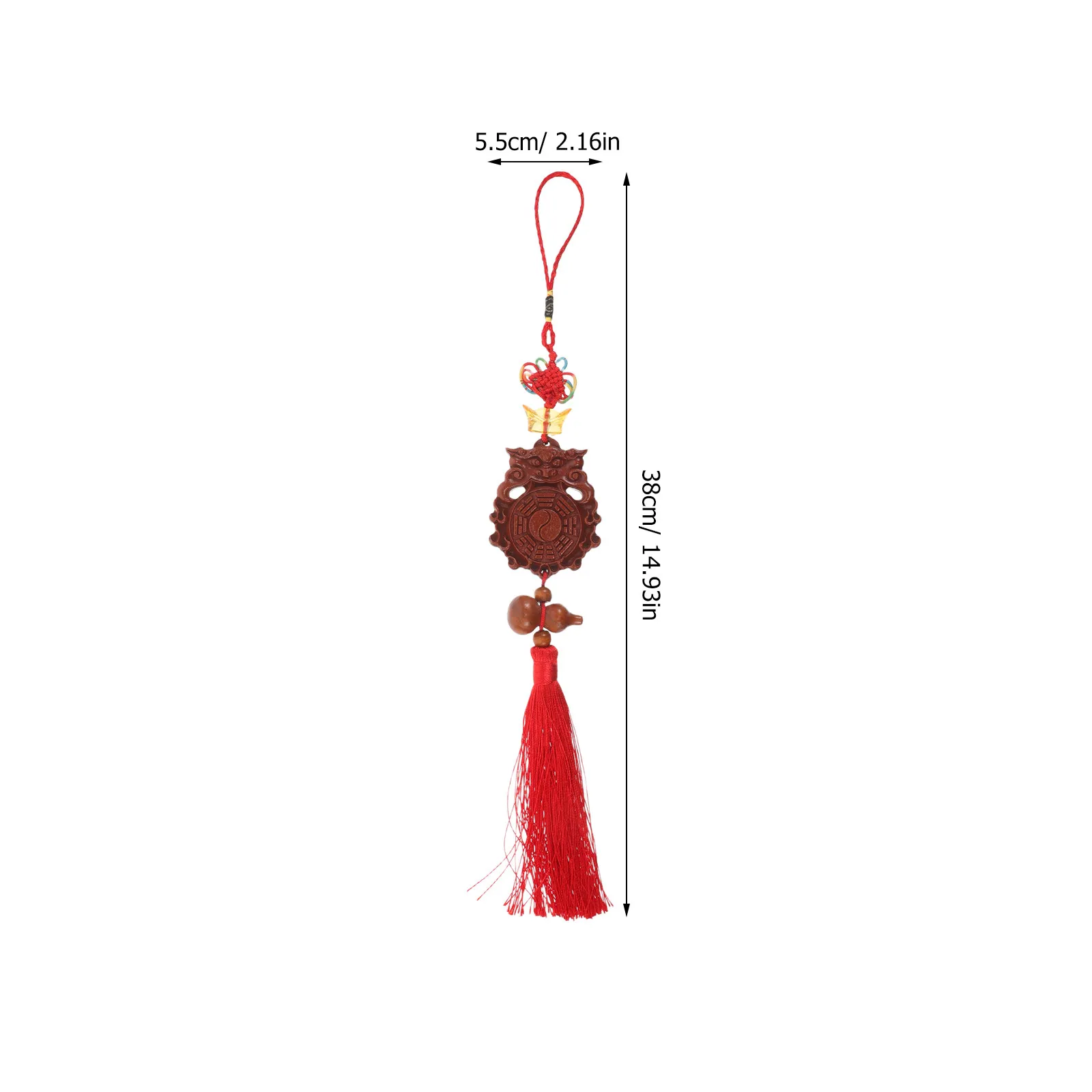 Premium Peach Wood Feng Shui Bagua Mirror Ornament Tiger Head Gourd Shape for Home Protection Wealth Luck Harmony Chinese Style