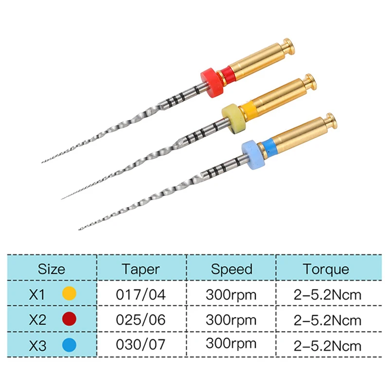 Canal radicular endodôntico dental, Use Pro Endodontic Endodontic, Use o arquivo NITI, X1,X2,X3,X4, Next X1-X3 Endo, 3pcs por 1 pacote