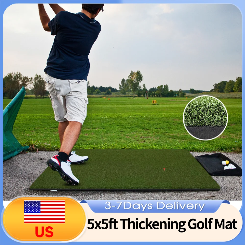 

Премиум-коврик для гольфа 5x5 футов, 35 мм, с высокоэластичным пенополиуретановым основанием, амортизирующий, для отработки ударов на гольф-поле и дома