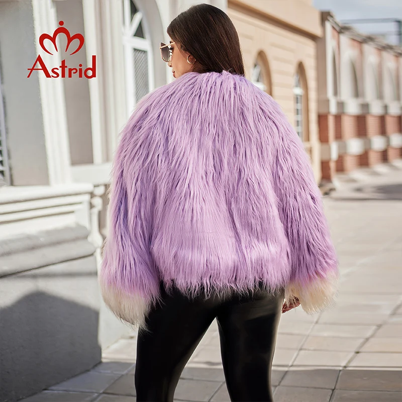 Aster D-abrigo de piel sintética para mujer, chaqueta holgada de talla grande, abrigo peludo de lujo, ropa de calle para niña, invierno, 2024