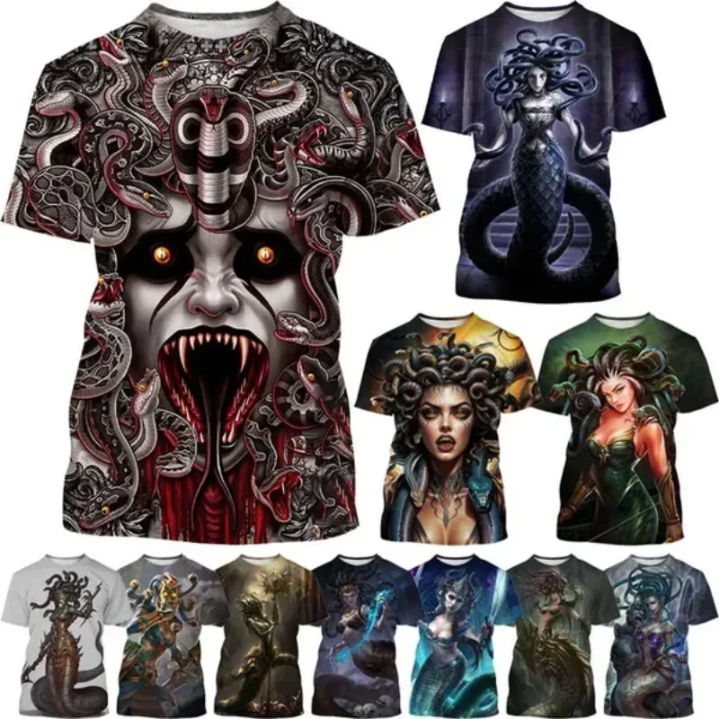 Fashion Men Clothing New Medusa 3D Print T-shirt Greek mythology Banshee Personalized Hip Hop Street Unisex Oversized T Shirt