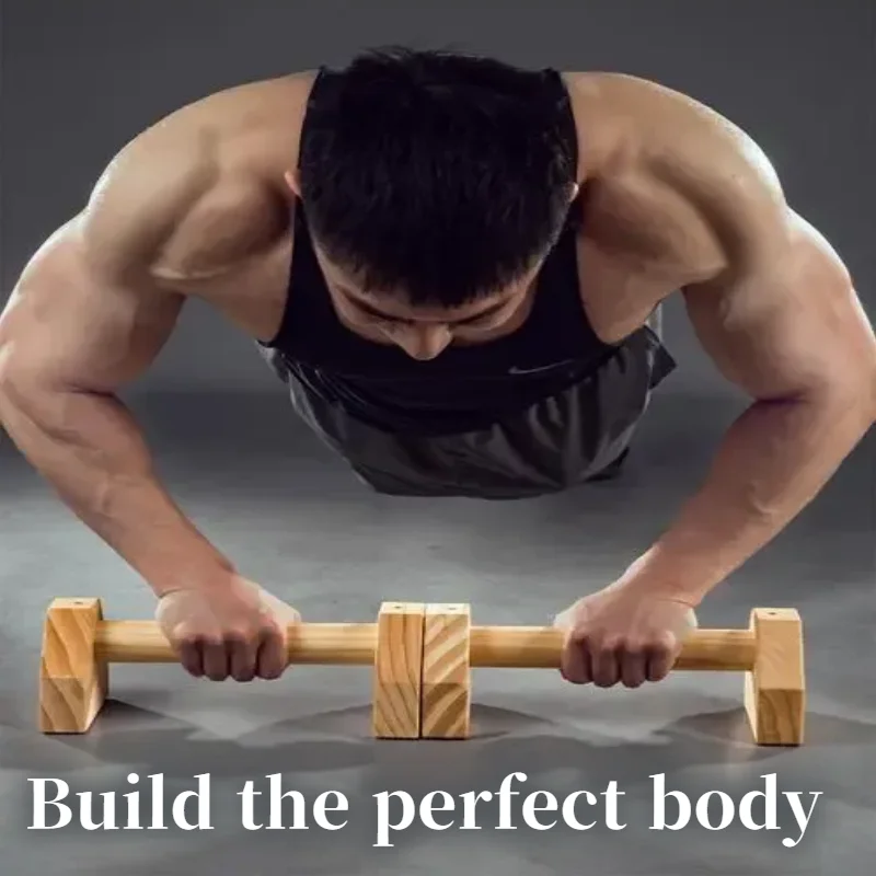 1 Pair Wooden  I-shaped Push-up Bar Stands Gym Push Ups Rack Board Fitness Exercise Body Building Training Handstand Parallel