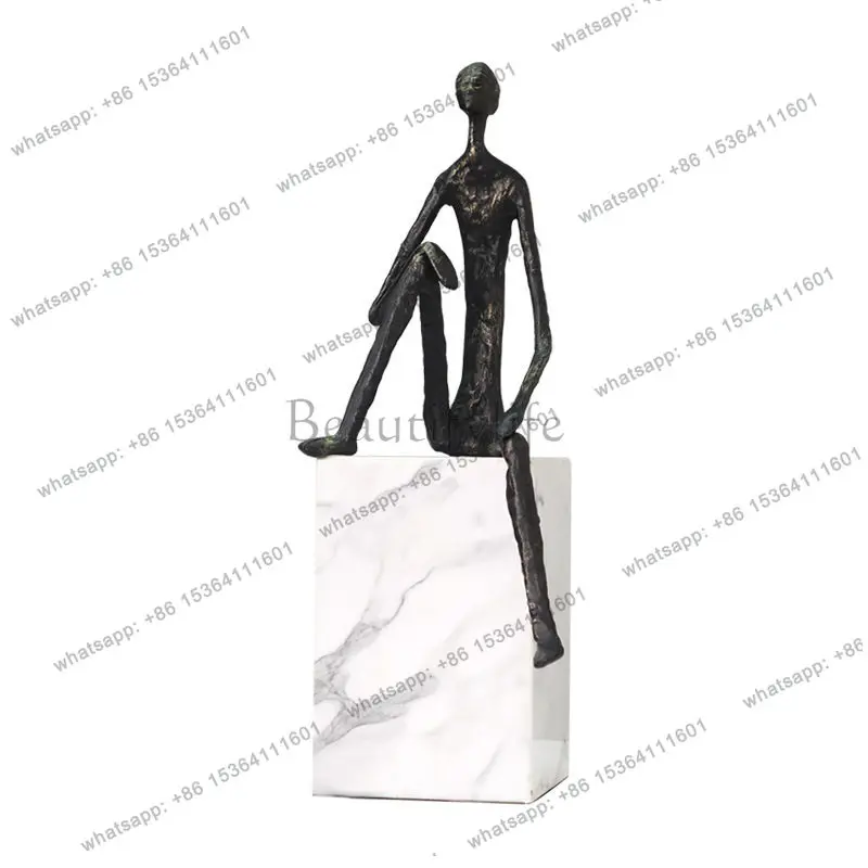 Modern simple black abstract portrait sculpture ornament sitting figure soft decoration