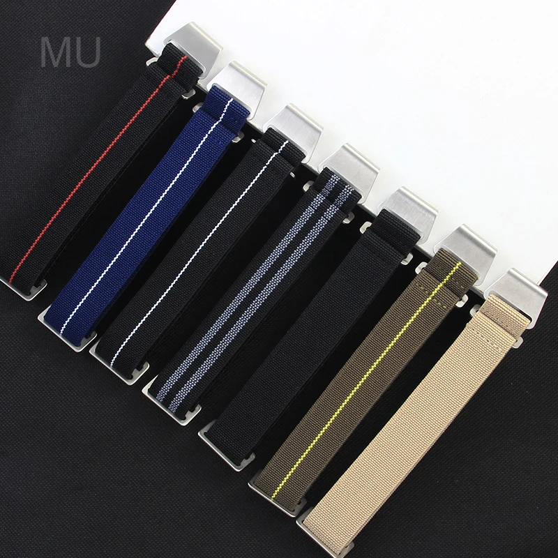 60s French Parachute Elastic Skin Friendly Nylon Watch Strap for Seiko Water Ghost Tudor Omega Rolex Series Strap 18 20 22mm