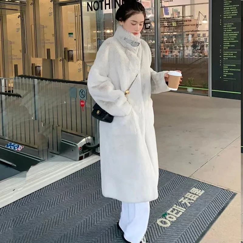 

Fur And Fur Integrated Imitation Mink Fur Coat For Women's Autumn Winter 2023 New Korean Faux Mink Medium Fur Overcoatt Thick