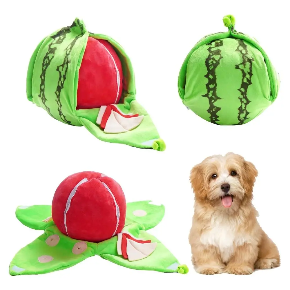 Watermelon and Orange Shape Seek Dog Toys Relieve Anxiety Fruit Design Squeaky Dog Toy Interactive Dog Pet Toys