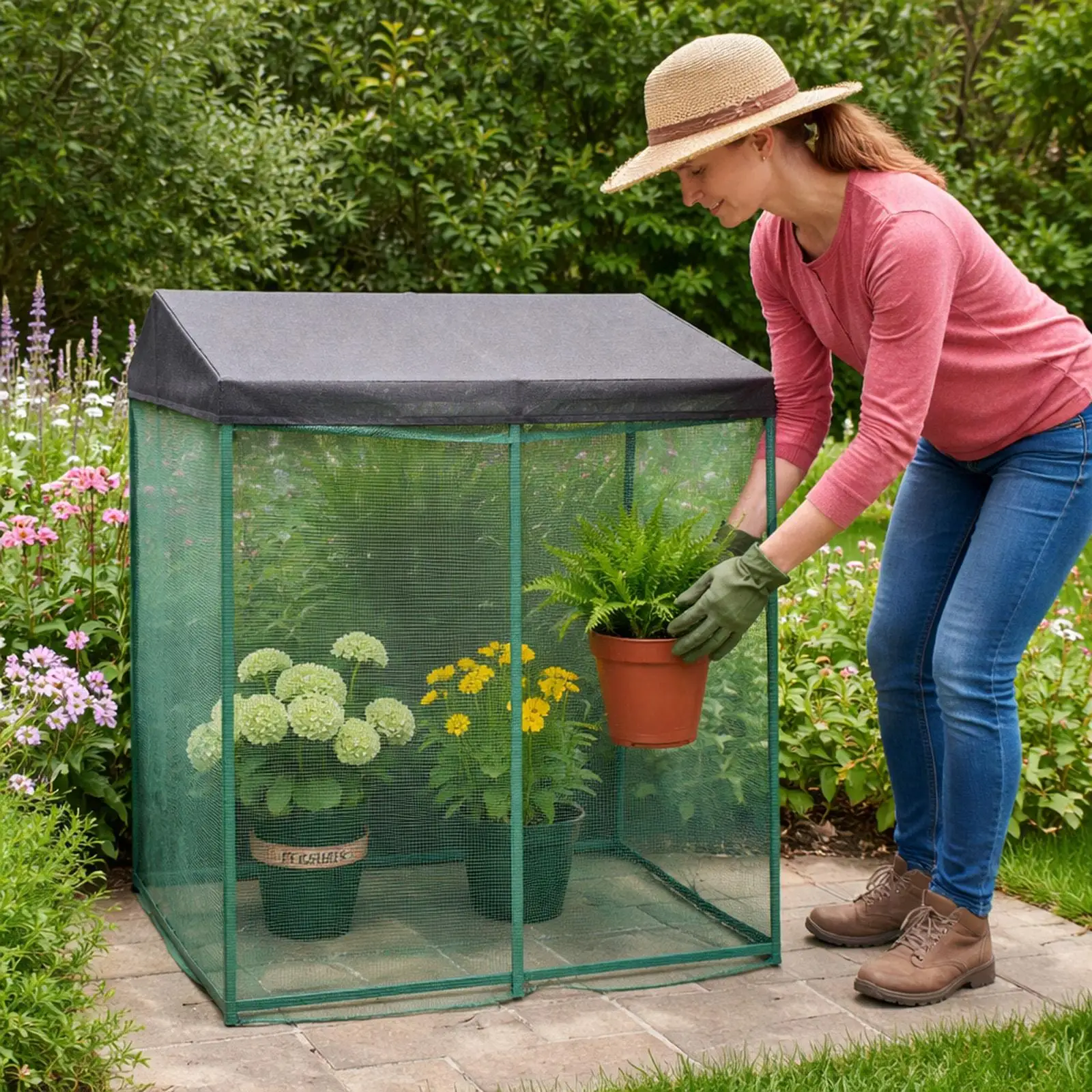 

Crop Cage Guard Cover Easy Set up Sunblock Gardening Net,Sunshade Cloth Netting Cover for Vegetables Fruits Mini Flower Pot