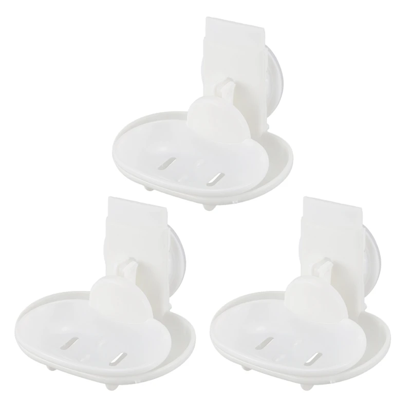 3X Double Soap Dish Strong Suction Soap Holder Cup Tray For Shower Bathroom (White) CNIM Hot