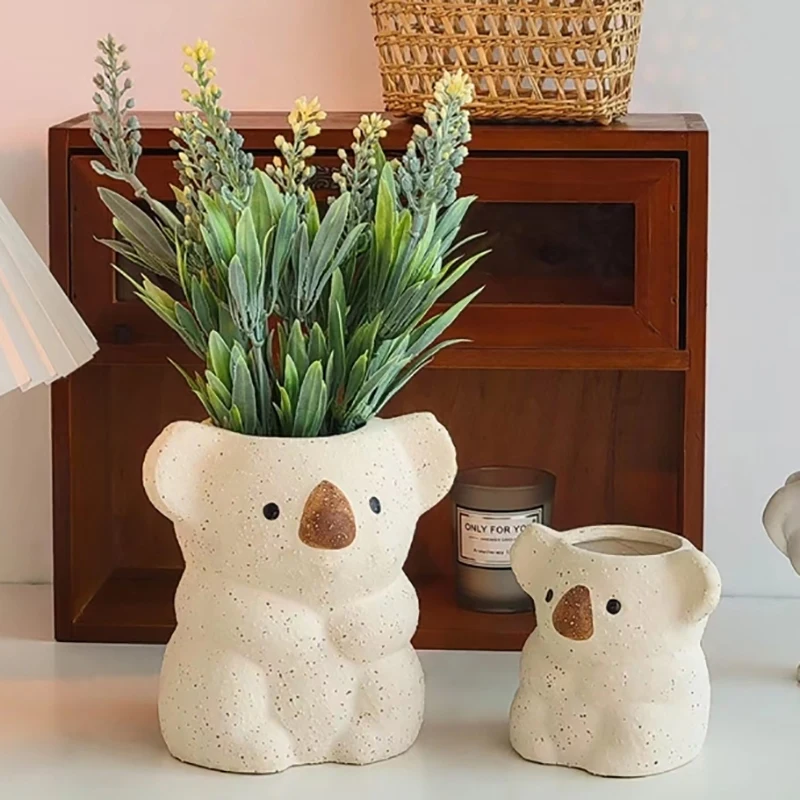 Cute Koala Flower Pot Ceramic Flowerpot Home Garden Office Decoration Balcony Vase Desk Succulent Cactus Plants Planters