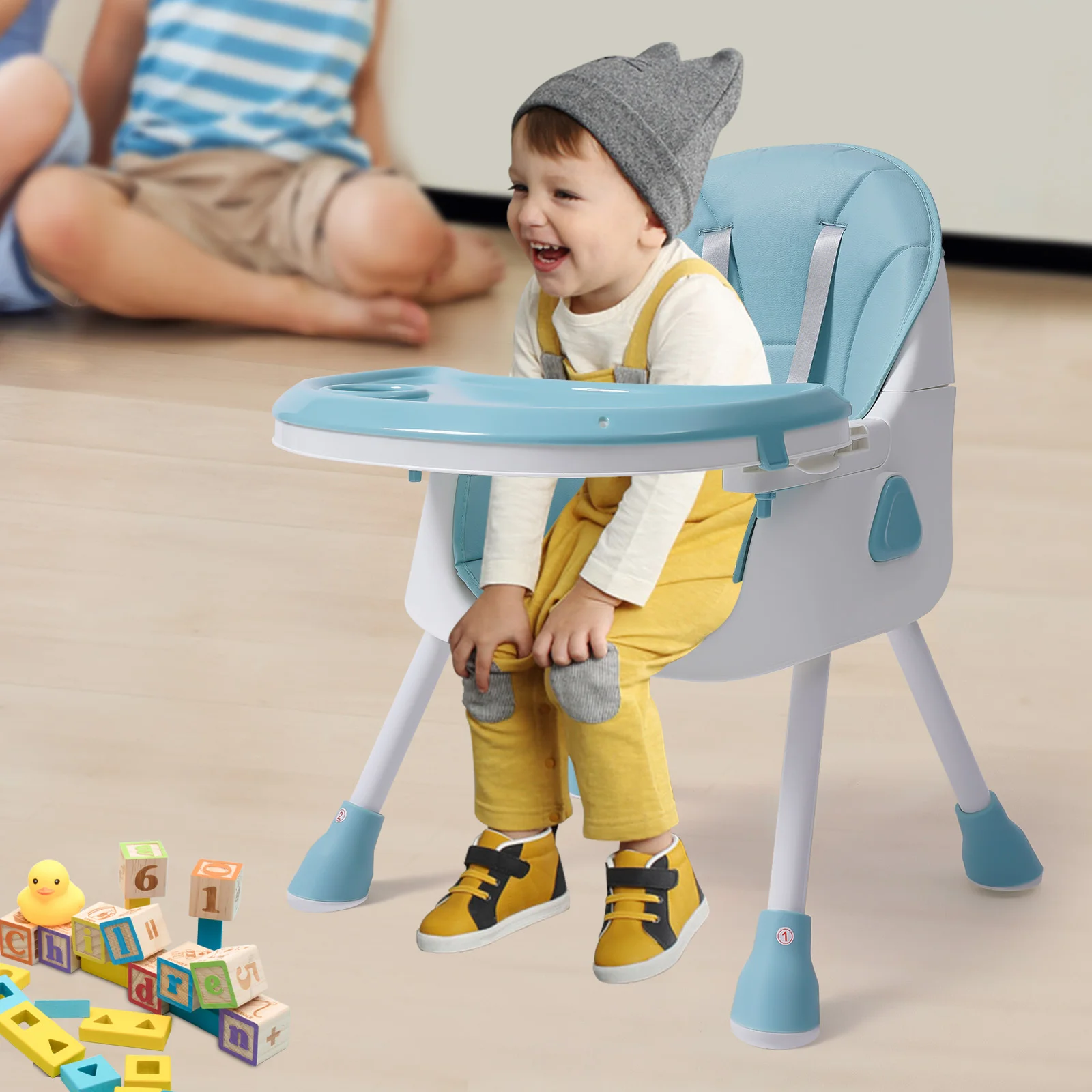 2-in-1 Baby High Chair for Boys and Girls from 6 Months with Footrest New Foldable High Chair