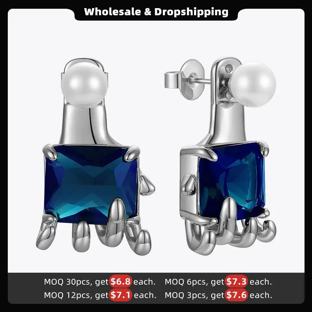 ENFASHION Green Stone Stud Earrings For Women Gold Color Hand Piercing Earings 2021 Gift Pearl Pendientes Fashion Jewelry E1270