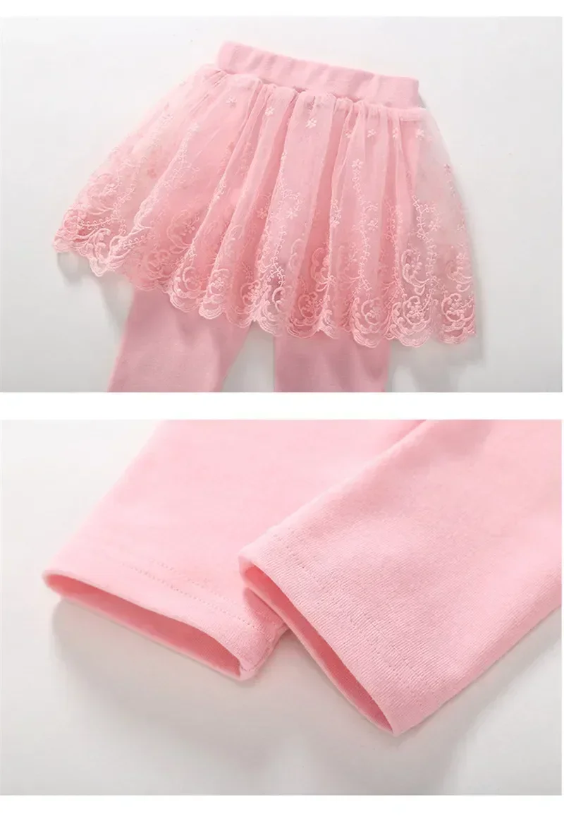 Baby Mädchen Leggings Frühling Herbst Kinder Spitzenrock-Leggings Niedliche Einfarbige Prinzessinnenkleidung 1-7 Jahre Kinderhosen – Detail 20