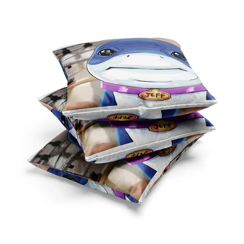 Aertemisi 18'' x 18'' Jeff the Land Shark Square Throw Pillow Cushion Covers Cases Pillowcases 45cm x 45cm